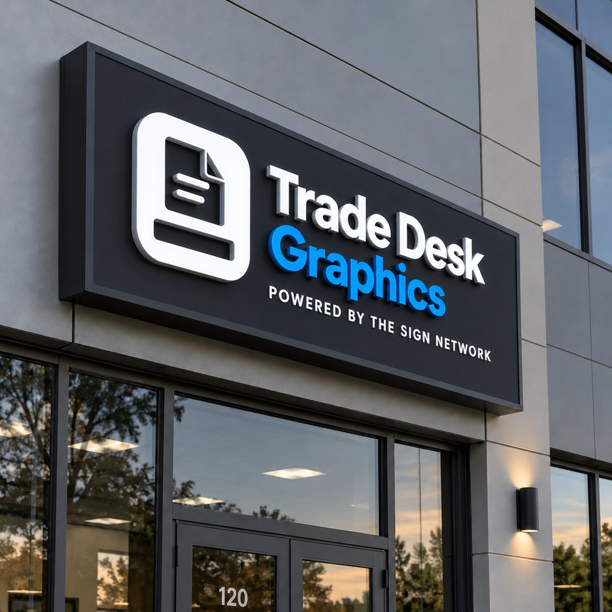 Wall-mounted sign cabinet with dimensional logo