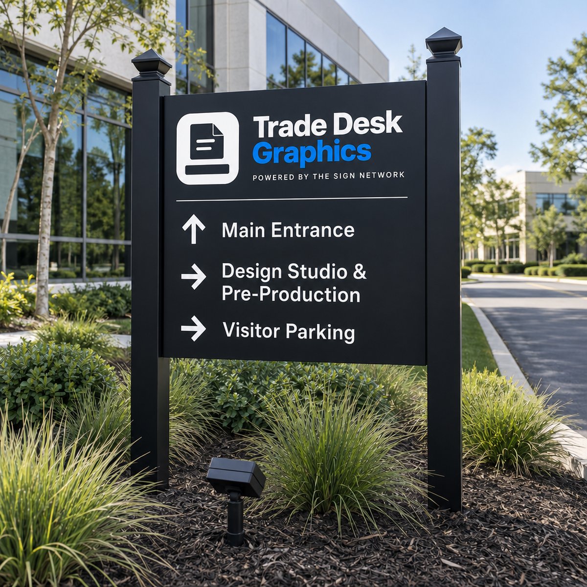 Post and panel directional sign