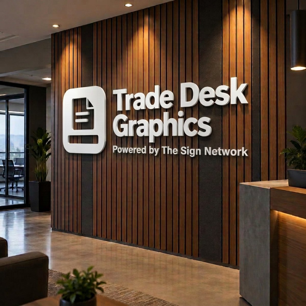 Dimensional letters on a lobby wall