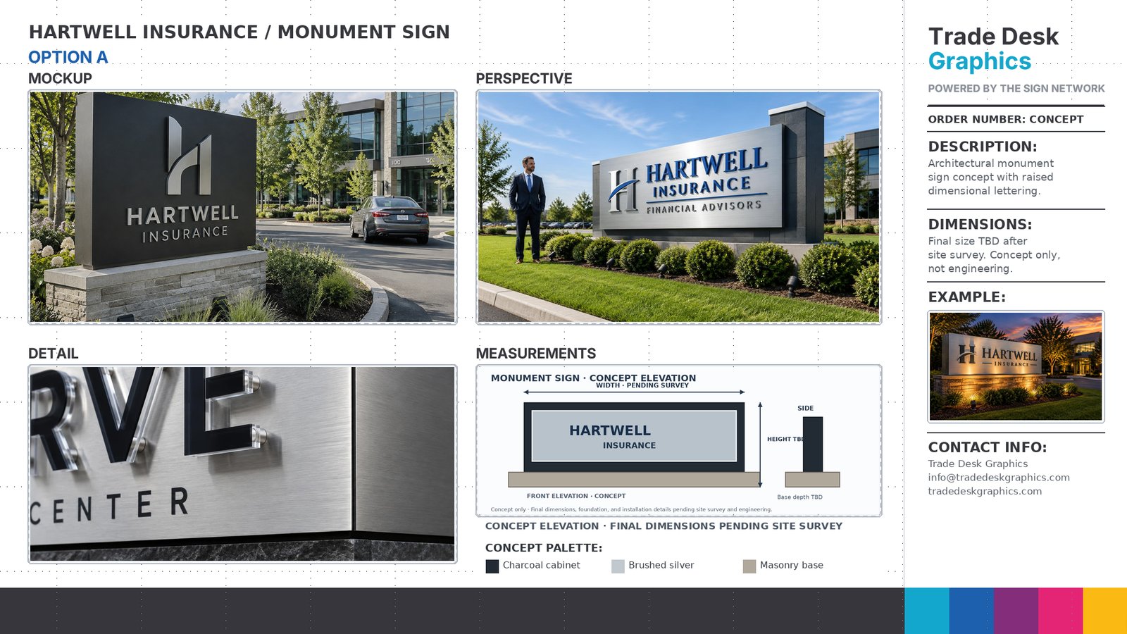 Hartwell Insurance monument sign proof sheet