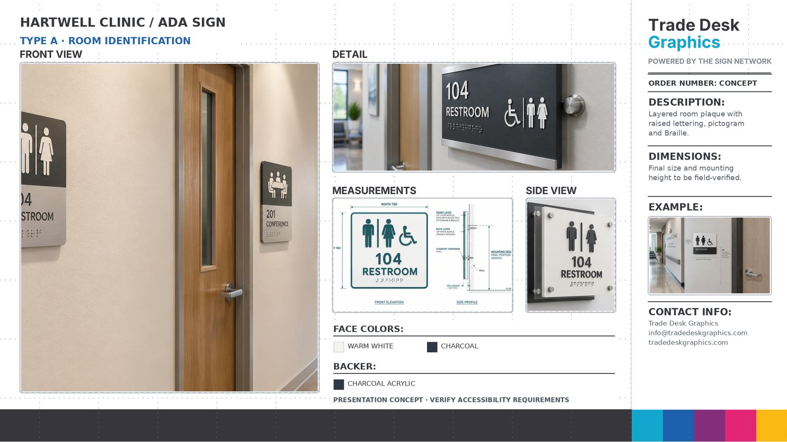 Hartwell Clinic ADA room sign proof sheet