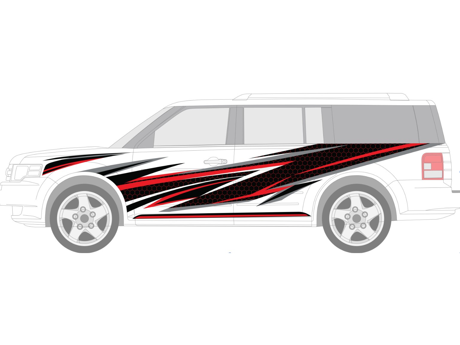Vector wrap artwork rebuilt on the vehicle template