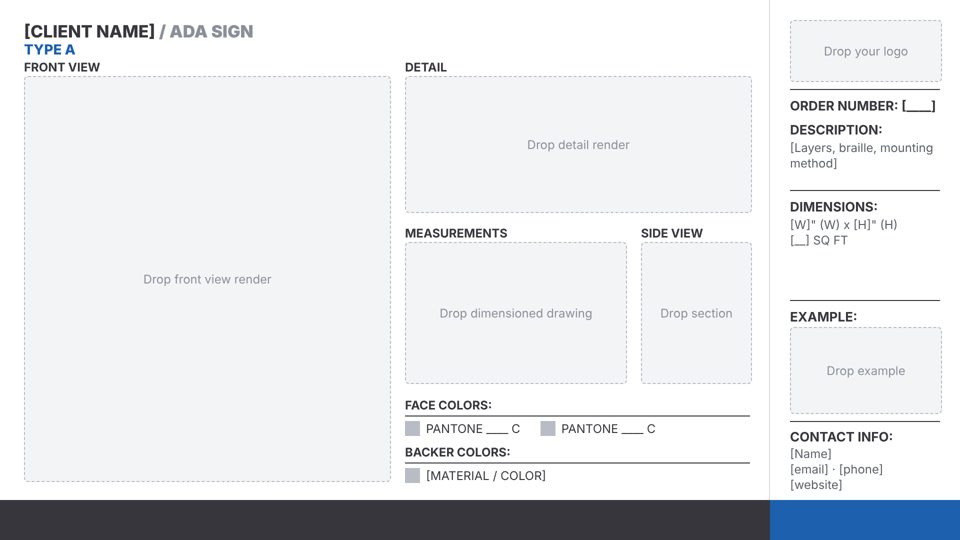 ADA Sign proof template preview