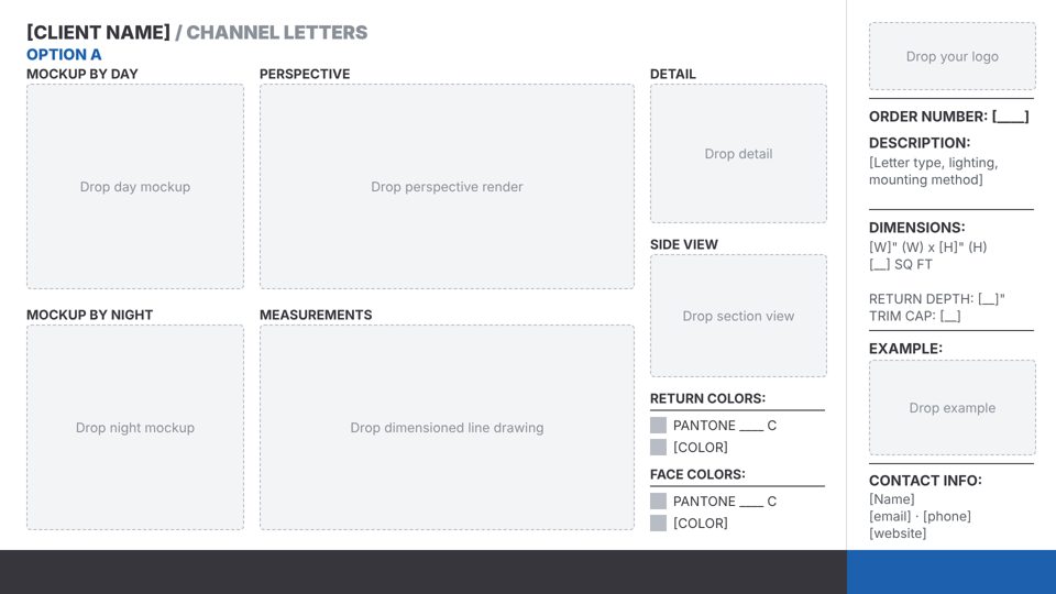 Channel Letters proof template preview