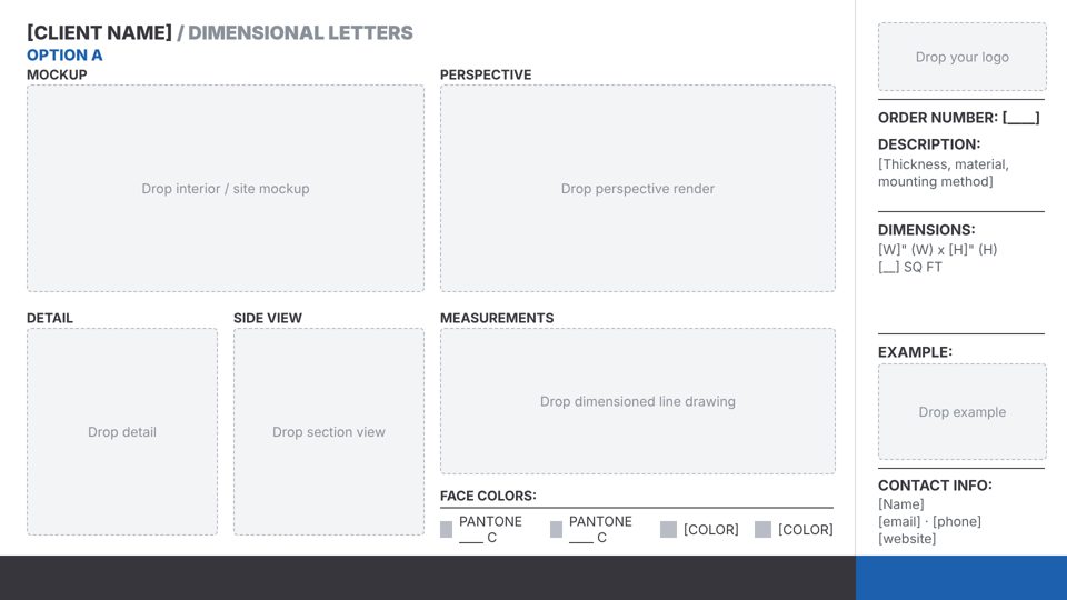 Dimensional Letters proof template preview