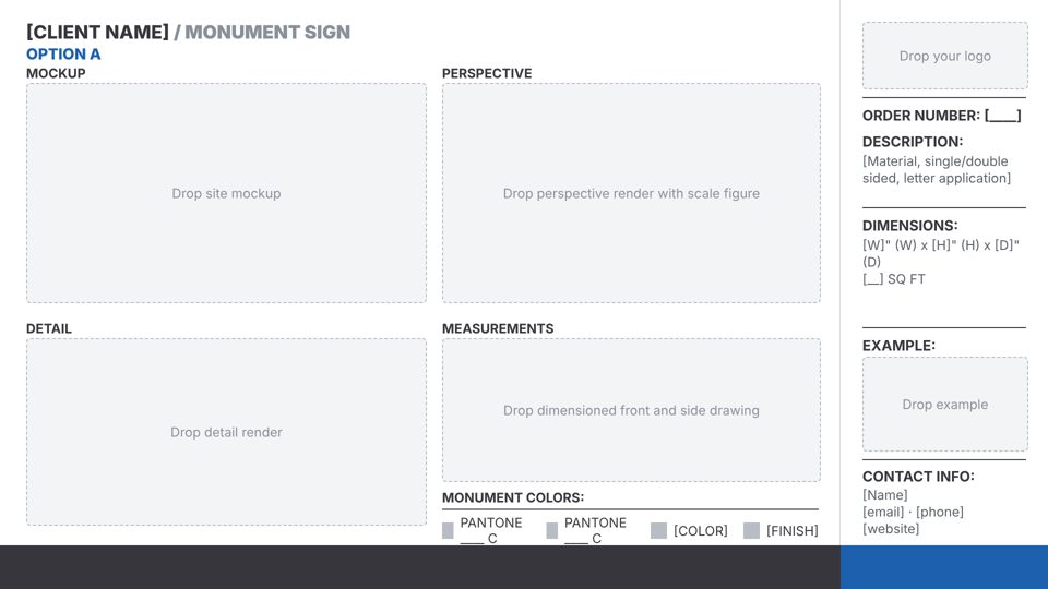 Monument Sign proof template preview