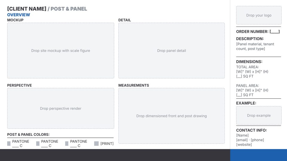 Post and Panel proof template preview