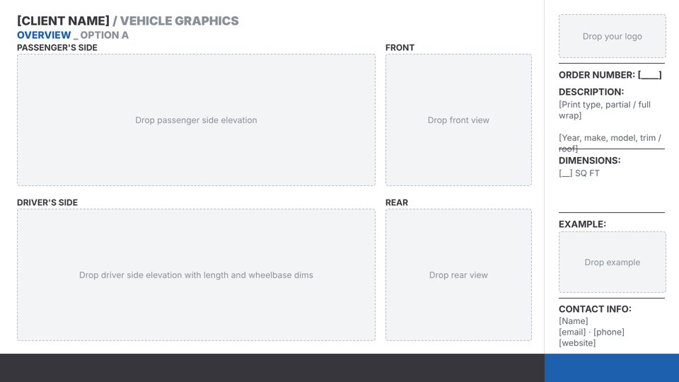 Vehicle Graphics proof template preview